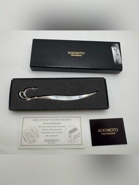 Mikimoto Silver Tone Bookmark with Pearl